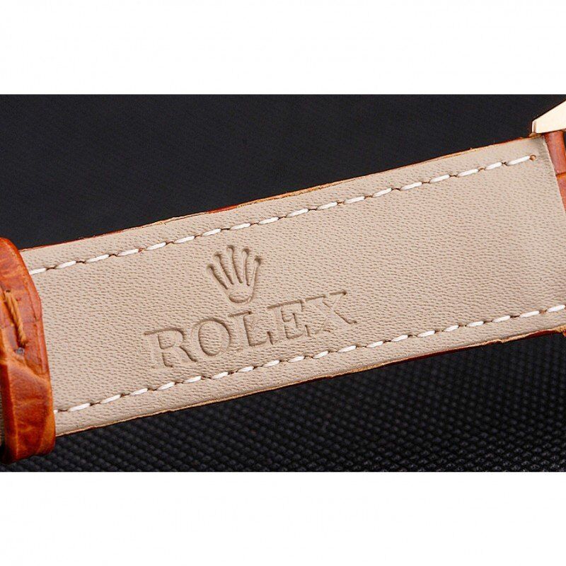 Swiss Cellini White Dial Rose Gold Case Light Brown Leather Strap
