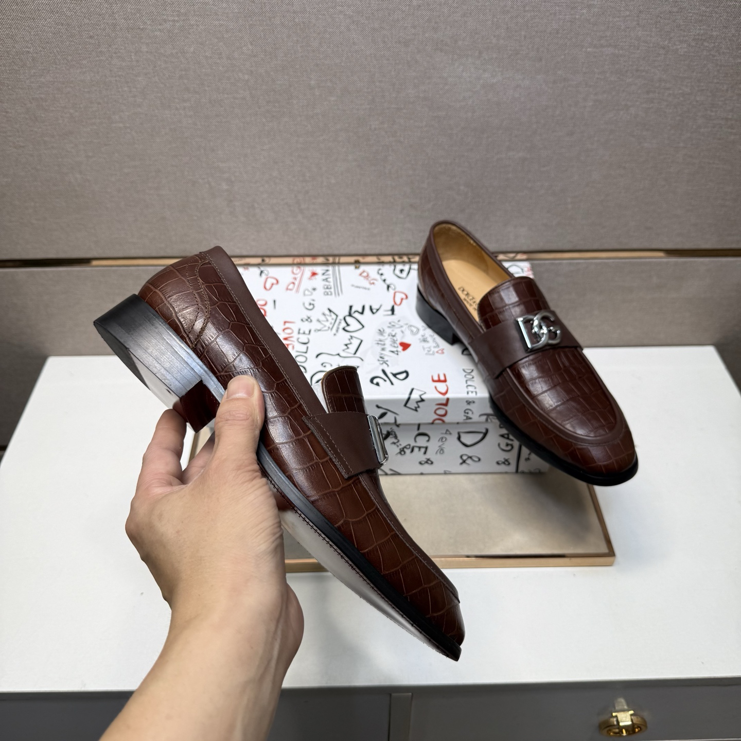 D&G men's leather shoes-97