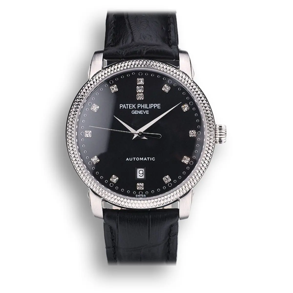 Calatrava Dial Black 39 mm, Stainless Steel
