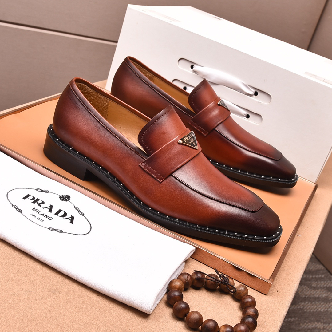 Prada men's leather shoes-38