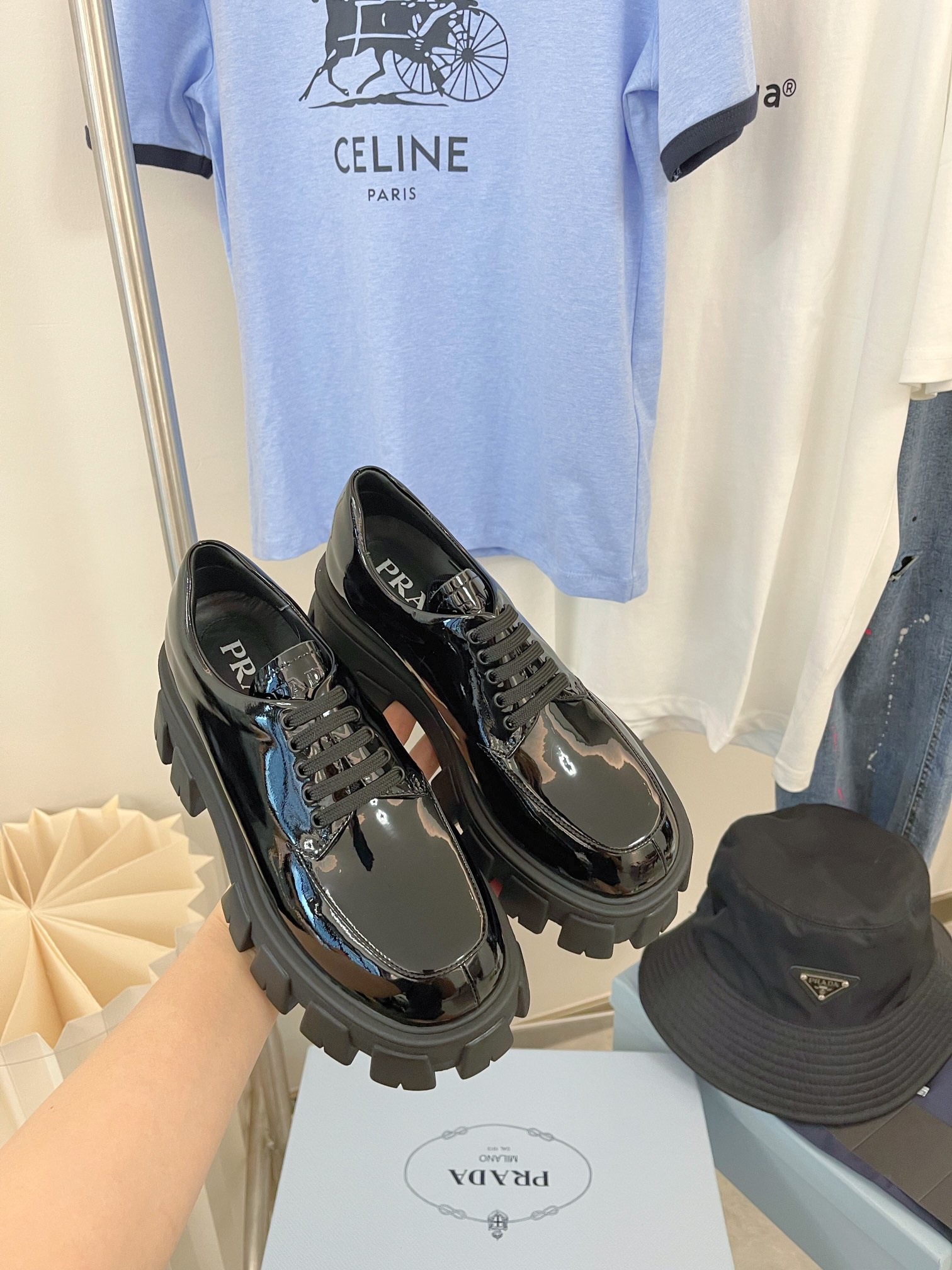 Prada women's leather shoes-12