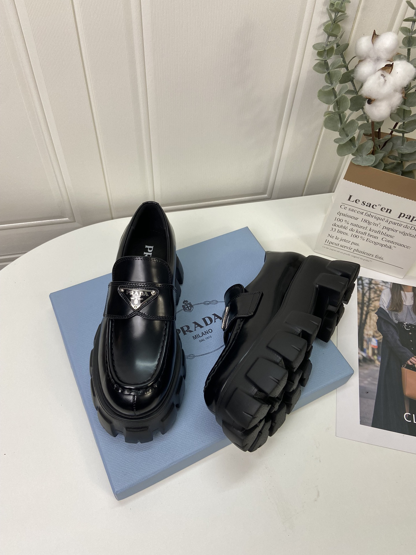 Prada women's leather shoes-14