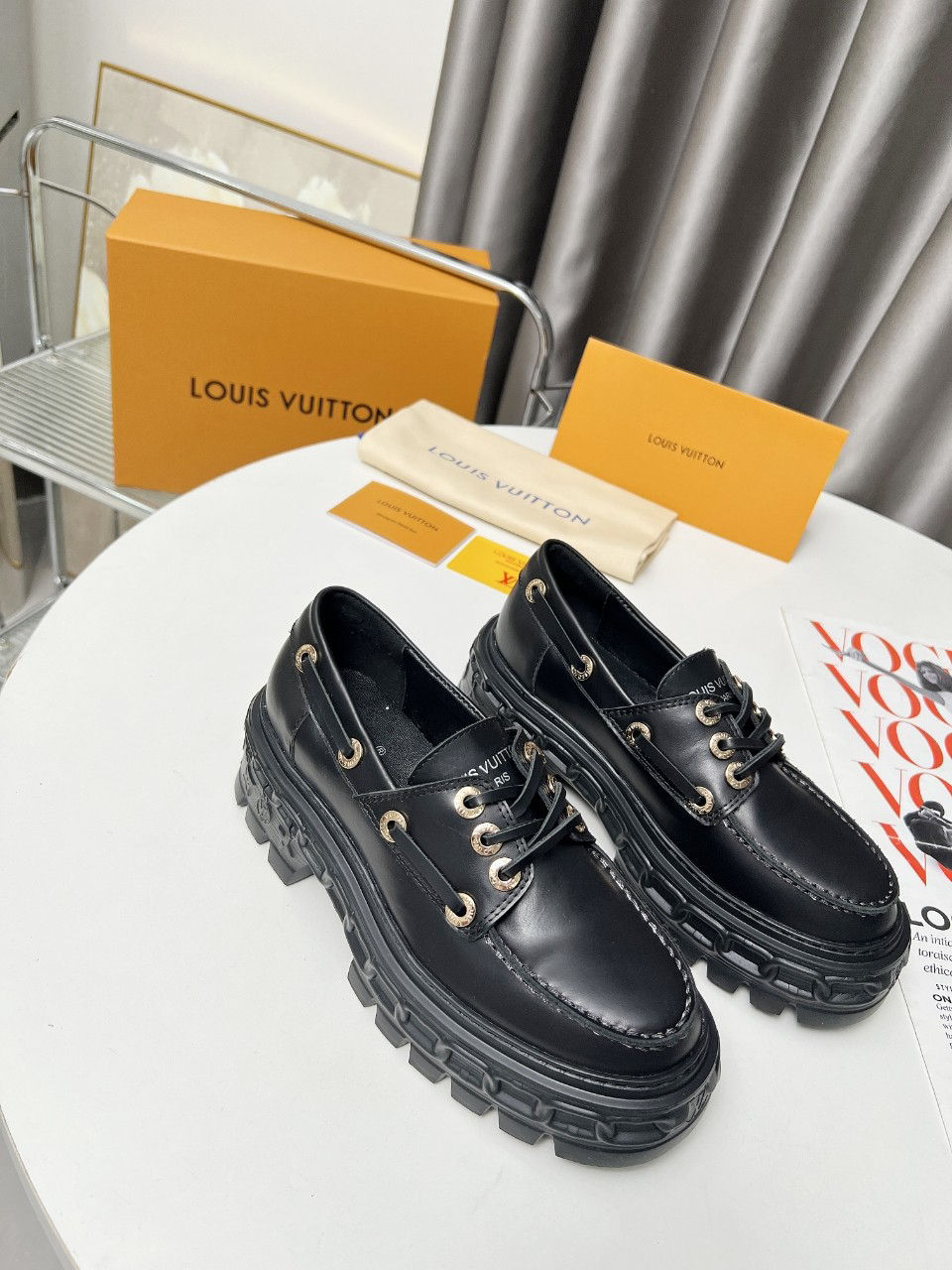 LV women's leather shoes-50