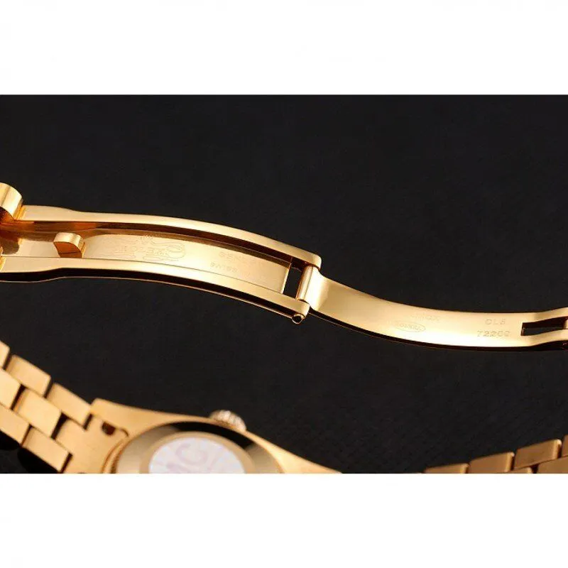 Swiss DayJust Diamond Pave White Dial Gold Diamond Bracelet 1453957