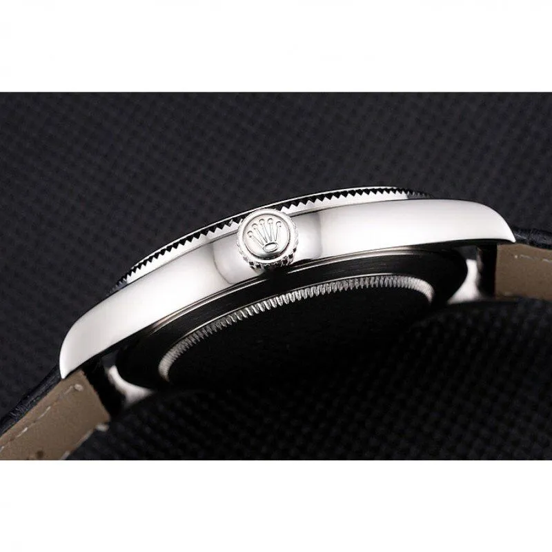 Swiss Cellini Black Dial Stainless Steel Case Black Leather Strap