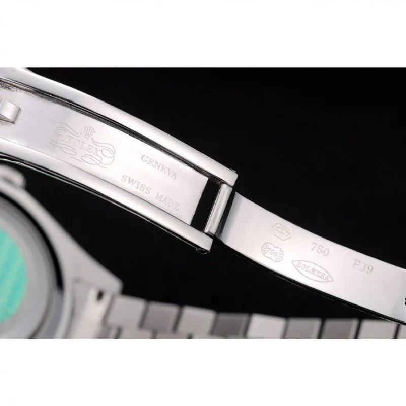 Swiss DayDate Stainless Steel Ribbed Bezel Silver Dial 41995
