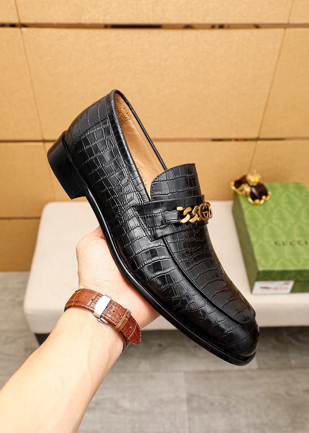 Gucci men's leather shoes-78