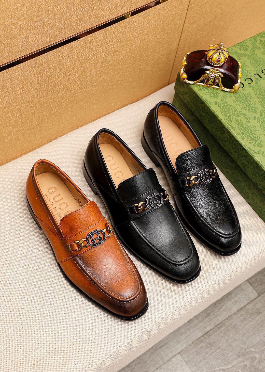 Gucci men's leather shoes-81
