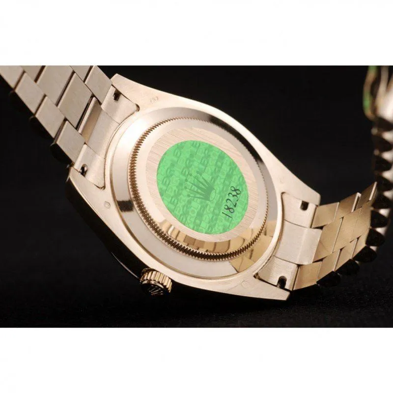 Swiss Day-Date Gold Stainless Steel Ribbed Bezel Black Dial 41998