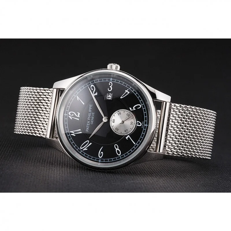 Calatrava Small Seconds Dial Black 40 mm, Stainless Steel
