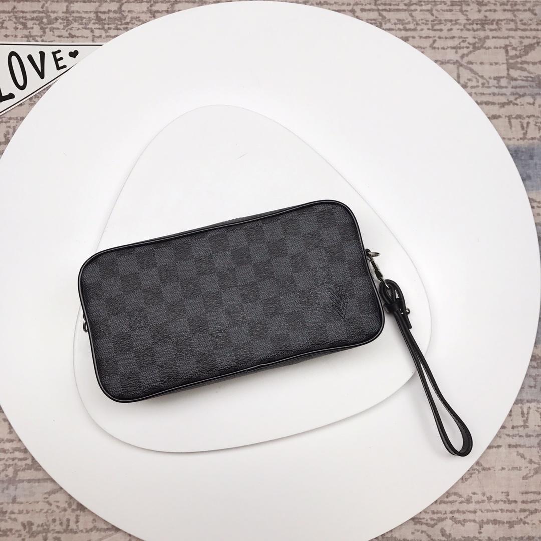 Louis Vuitton M47543 Men Clutch Bag Damier Graphite Canvas