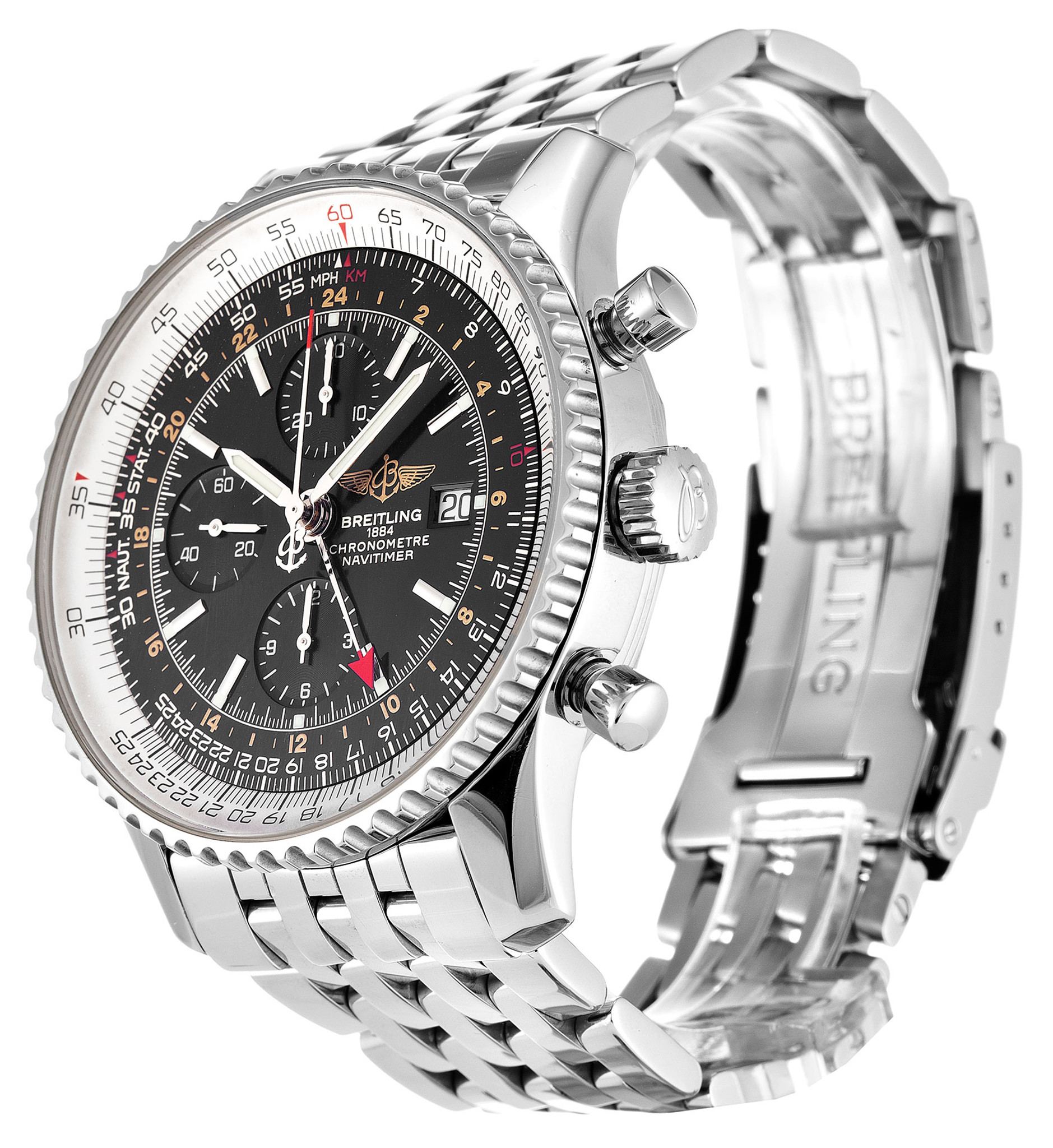 Navitimer World Black Dial Stick Markers A24322