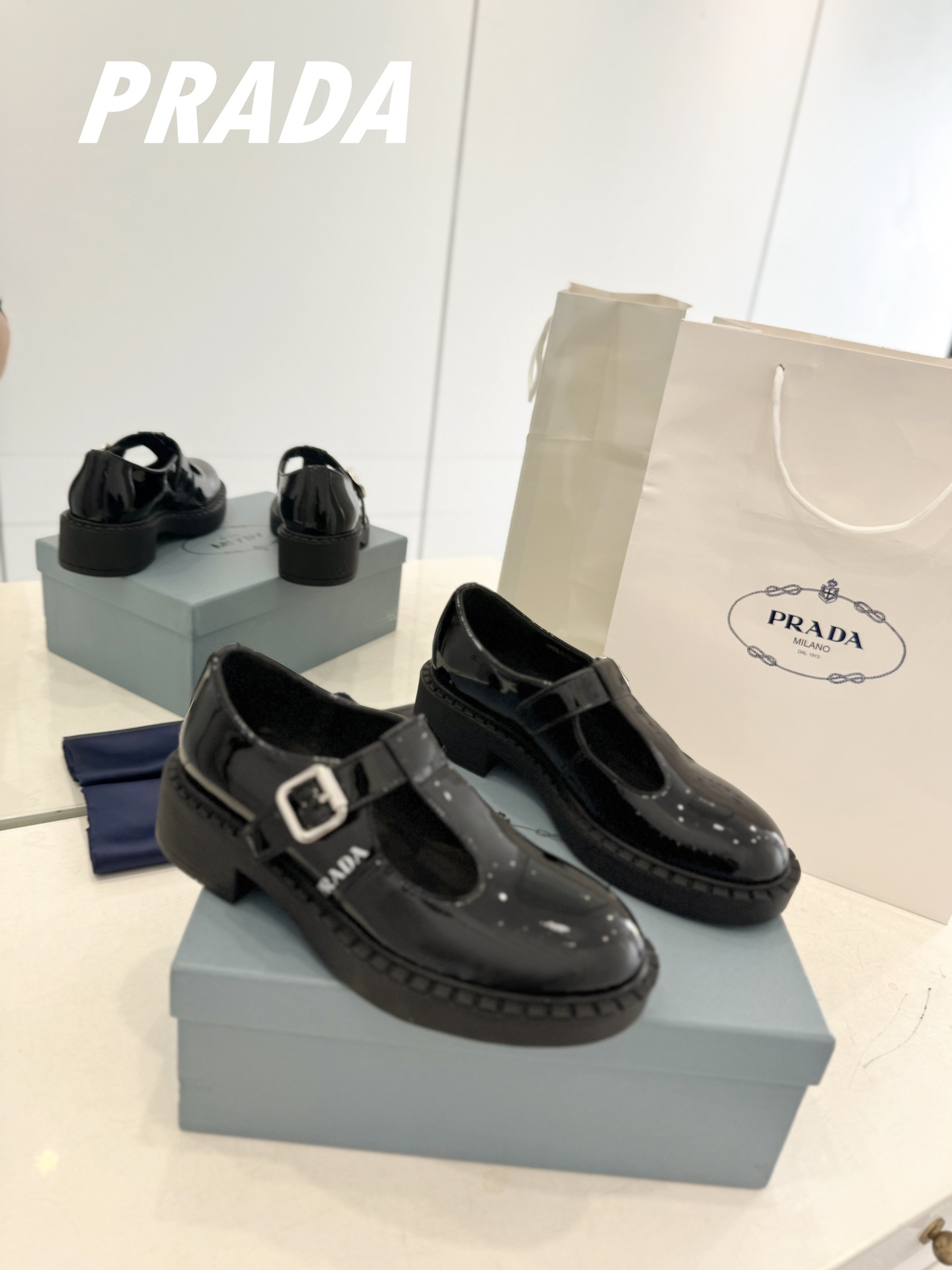 Prada women's leather shoes-4