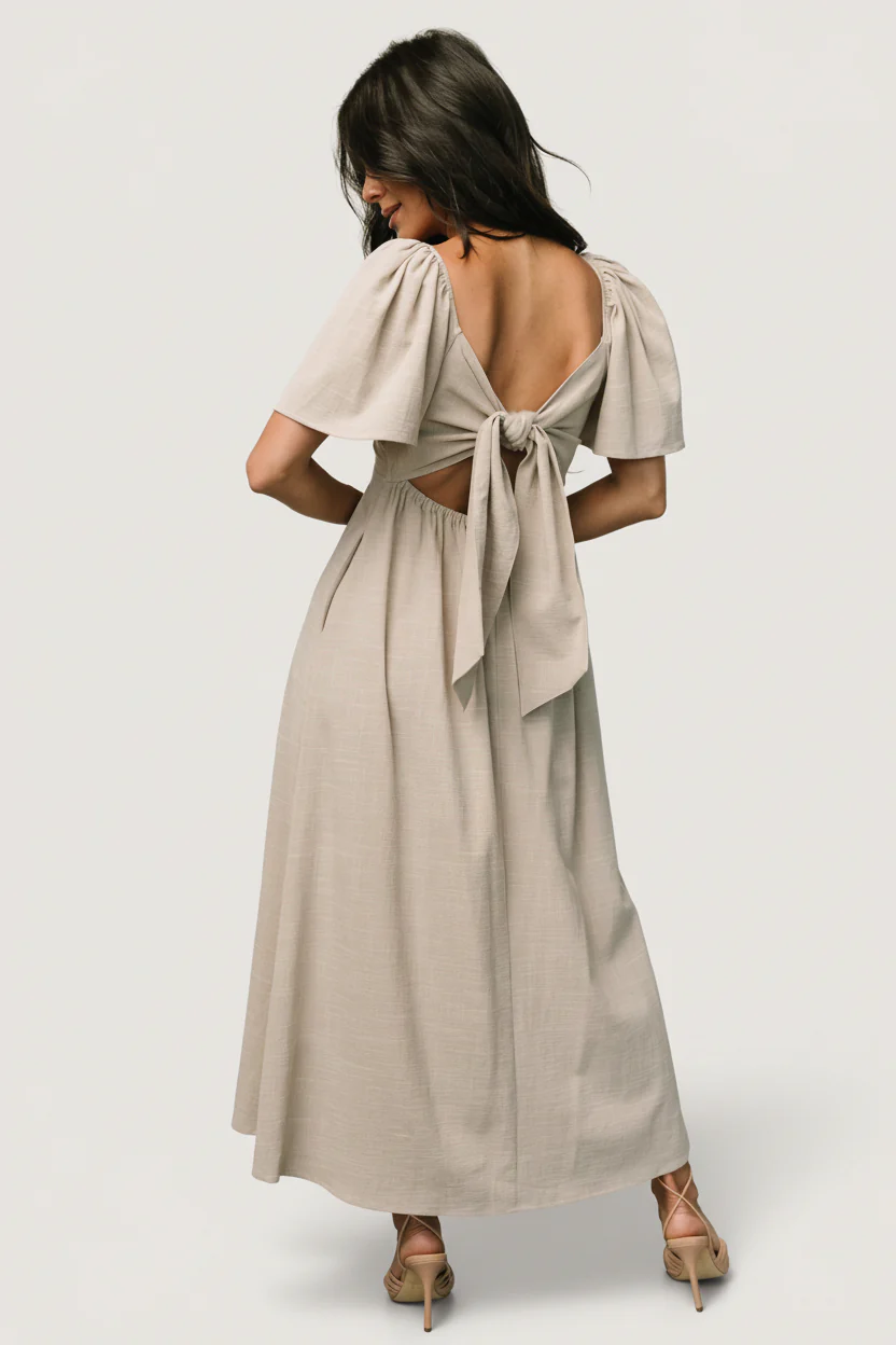 Indie Back Tie Dress | Oatmeal