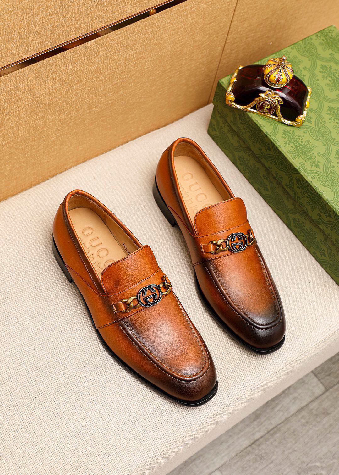Gucci men's leather shoes-81