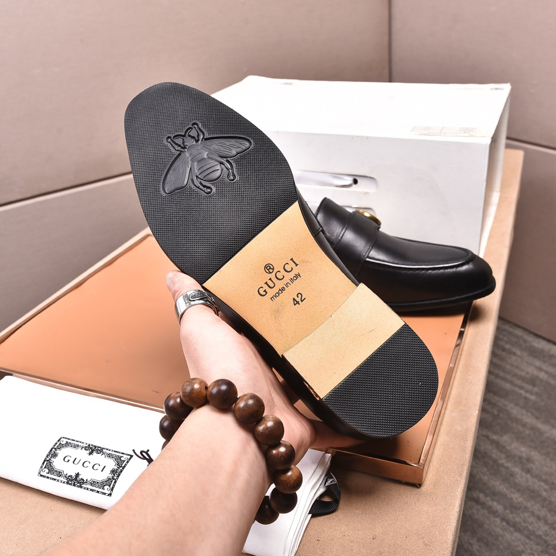 Gucci men's leather shoes-12