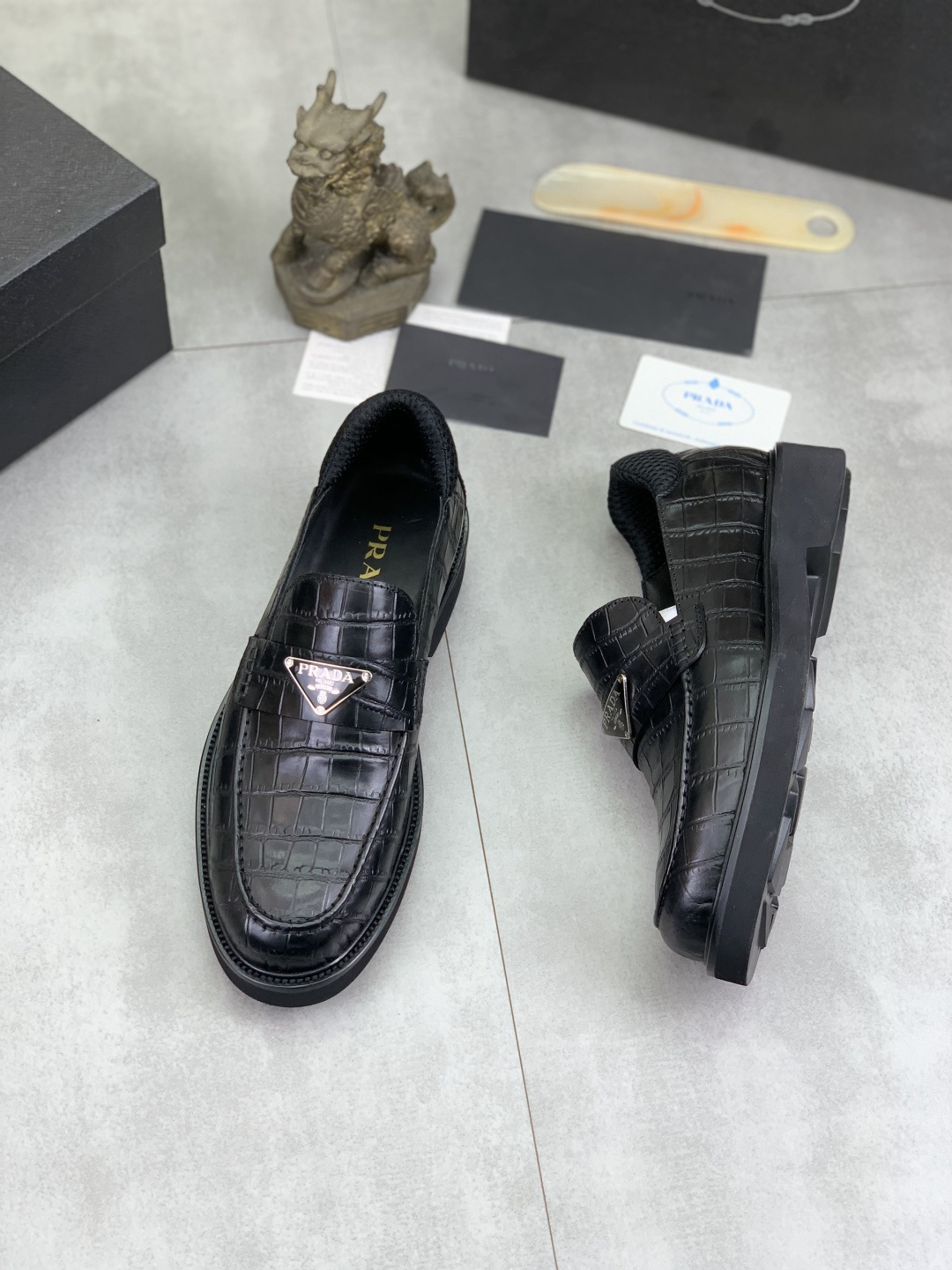 Prada men's leather shoes-13