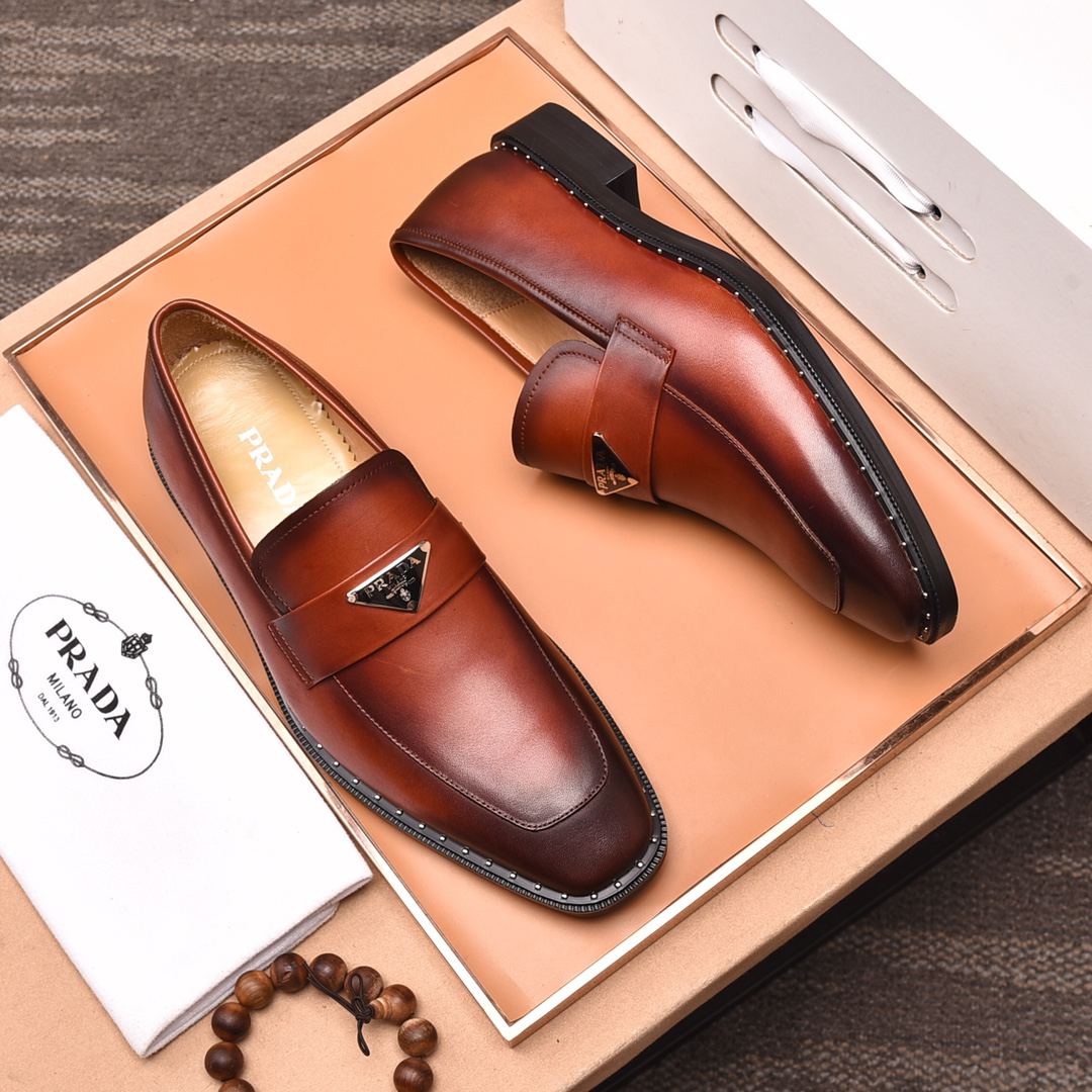 Prada men's leather shoes-38