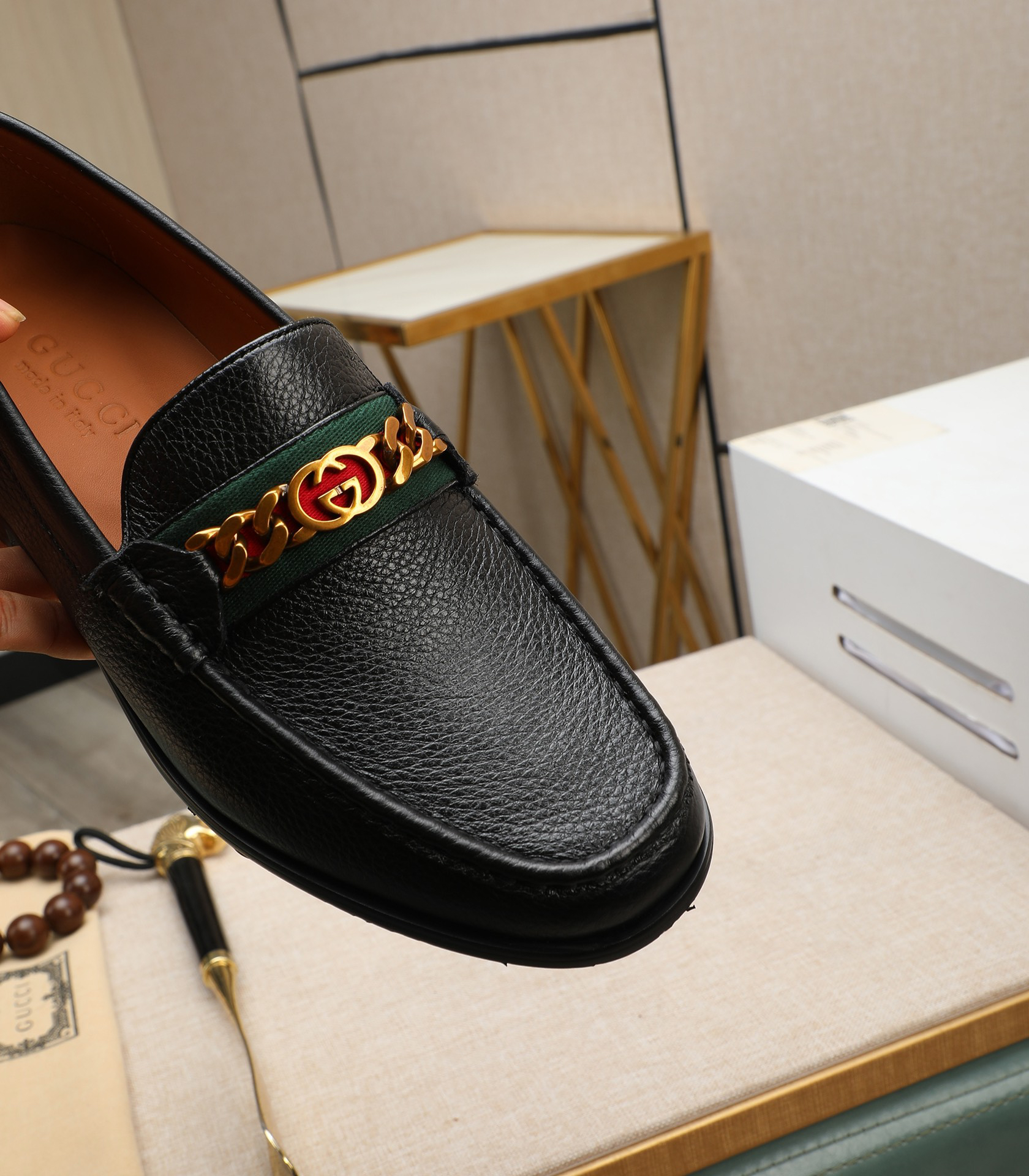 Gucci men's leather shoes-9