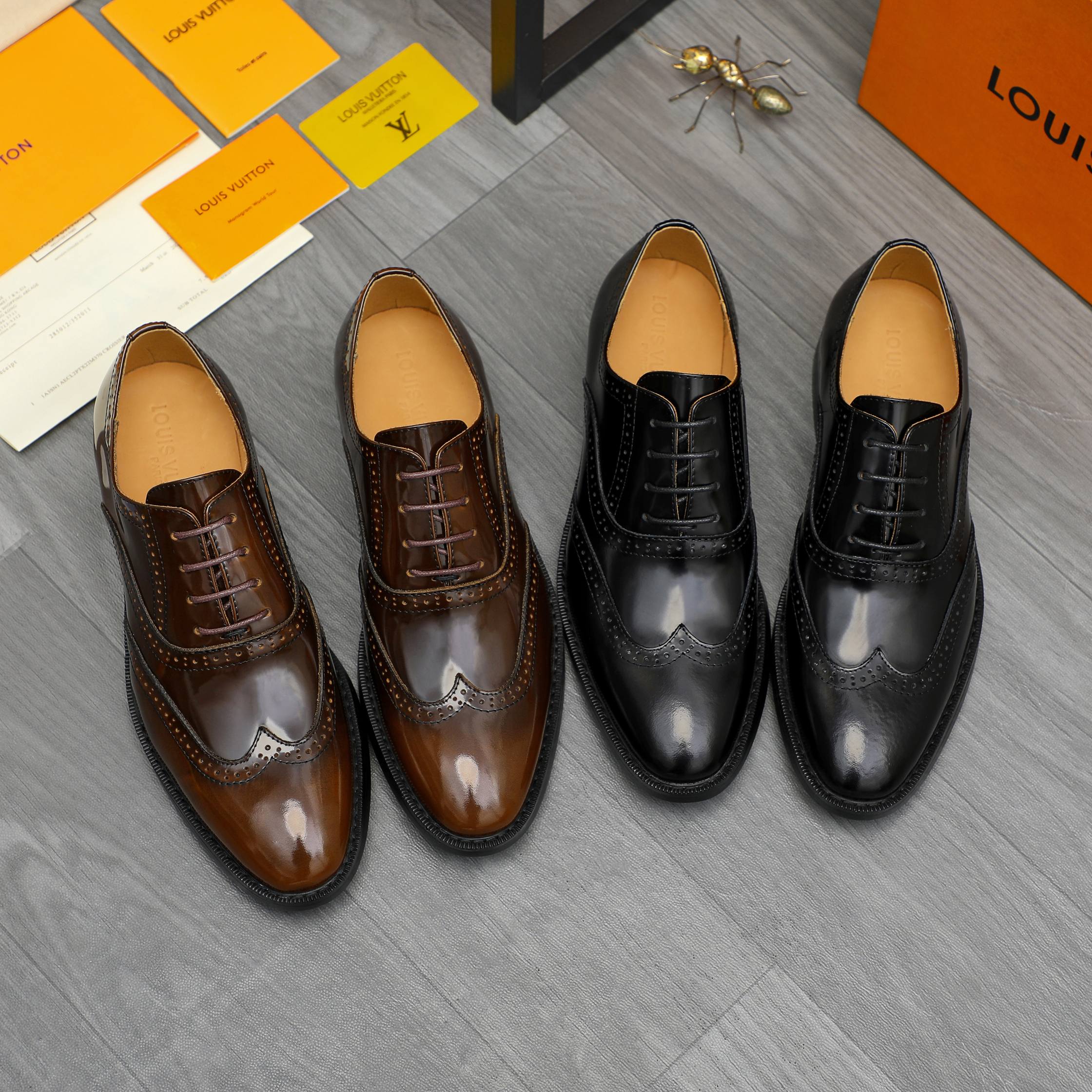 LV men's leather shoes-2
