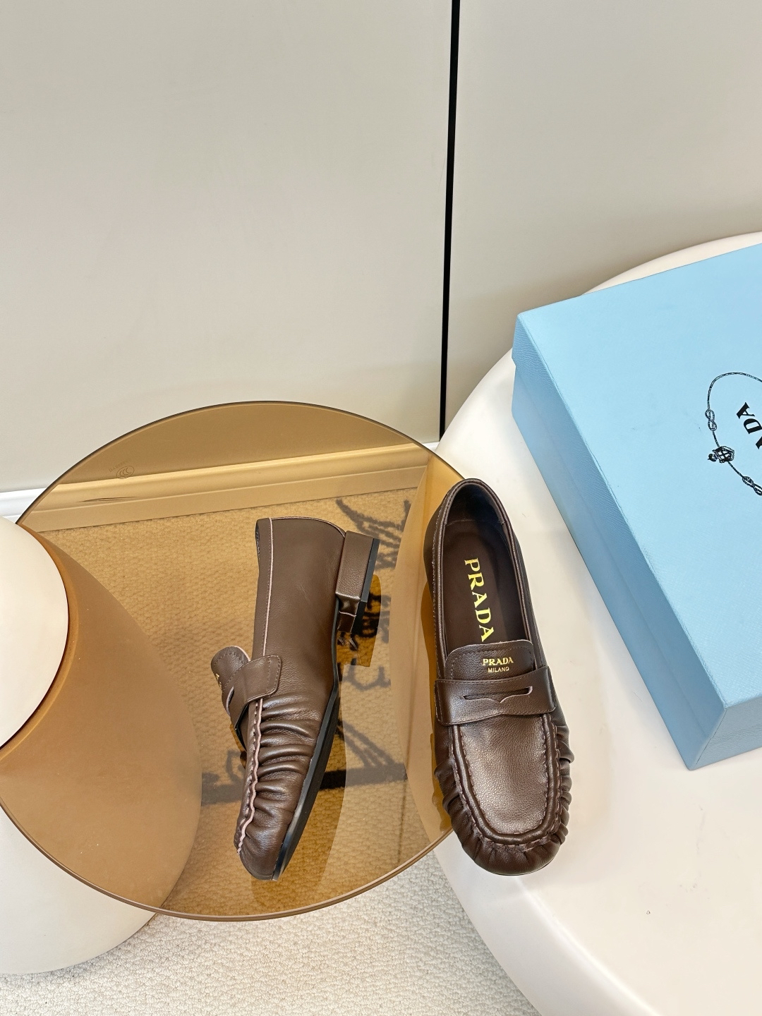 Prada women's leather shoes-49