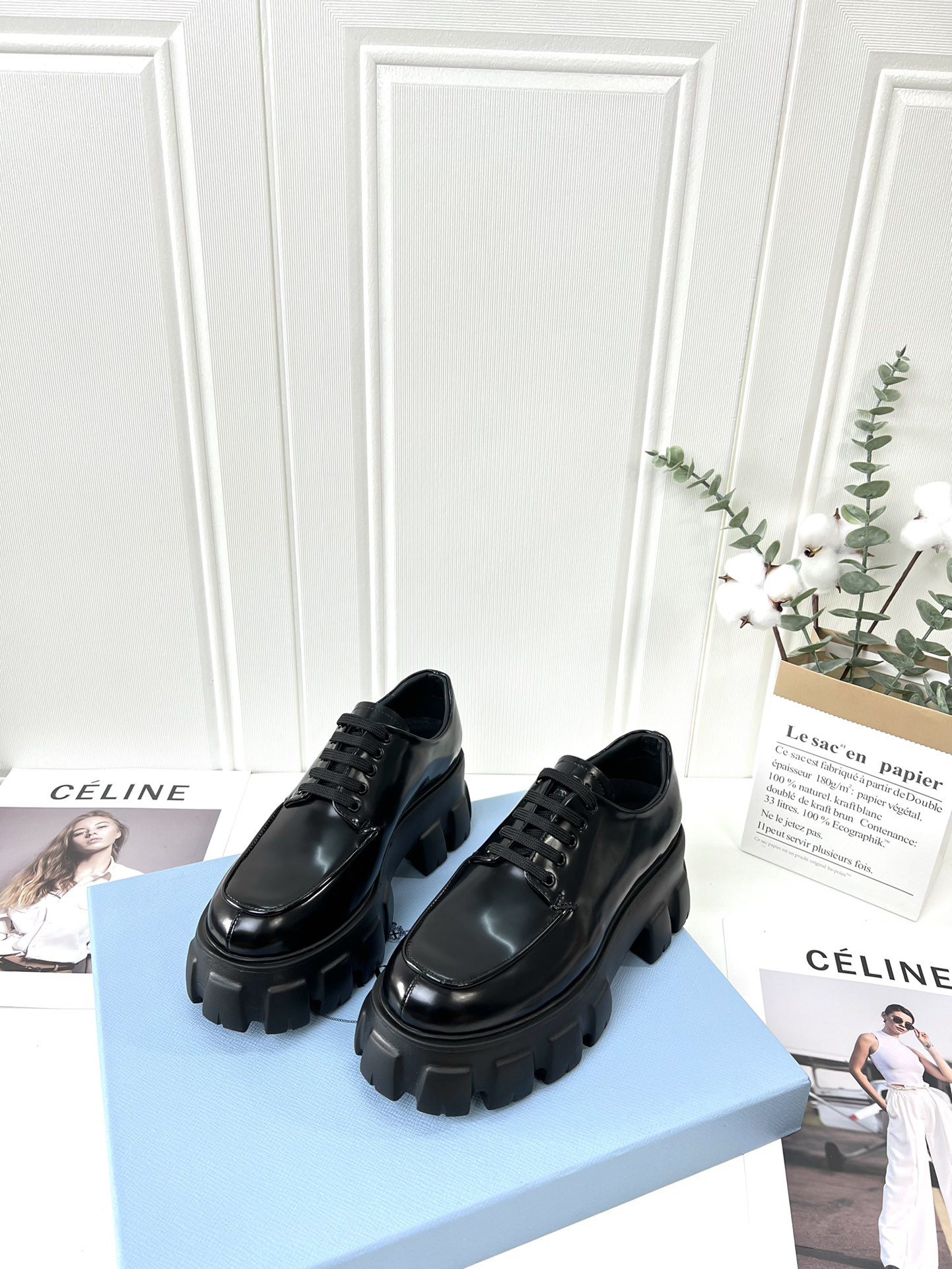Prada women's leather shoes-22