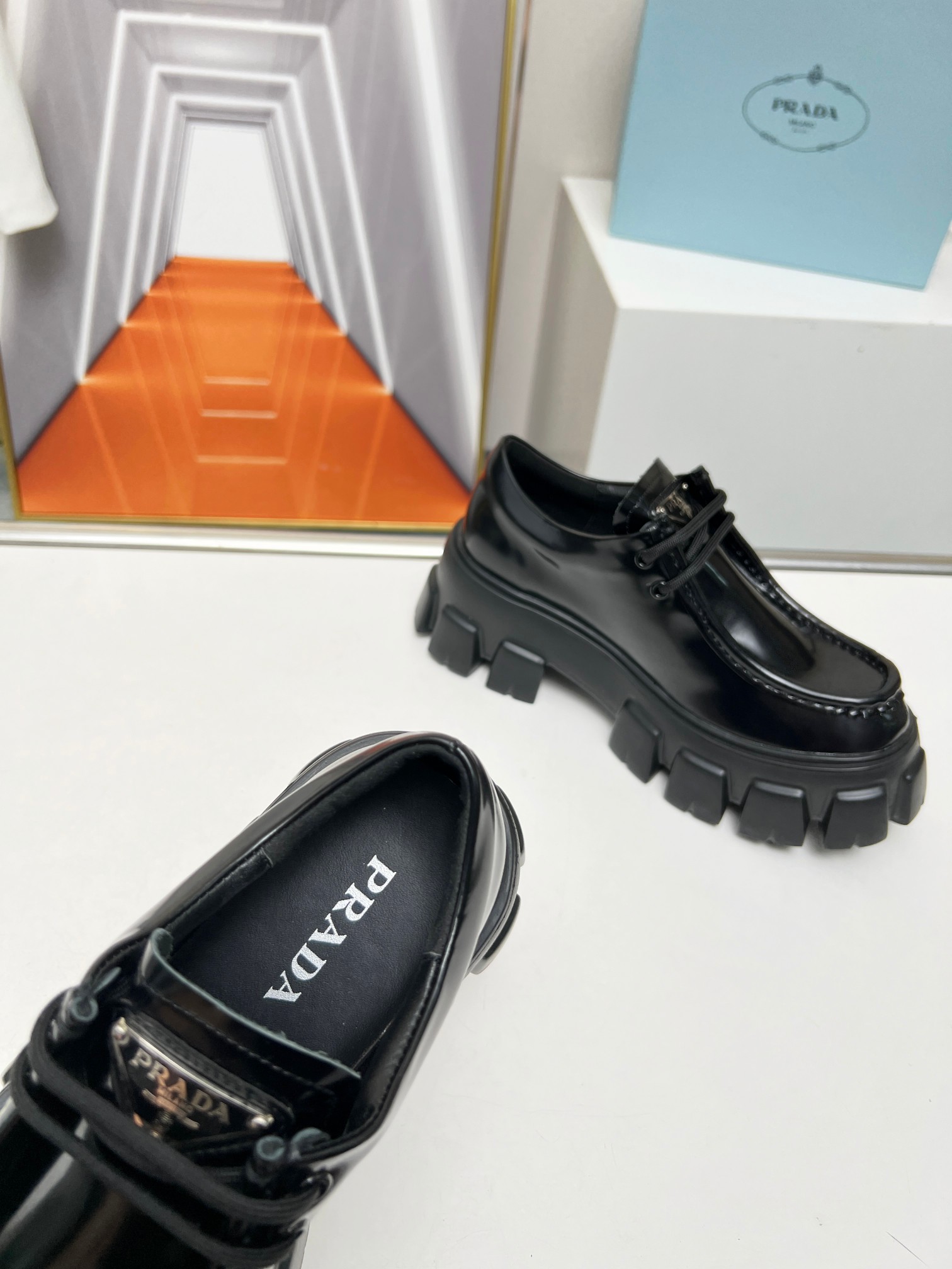 Prada men's leather shoes-21