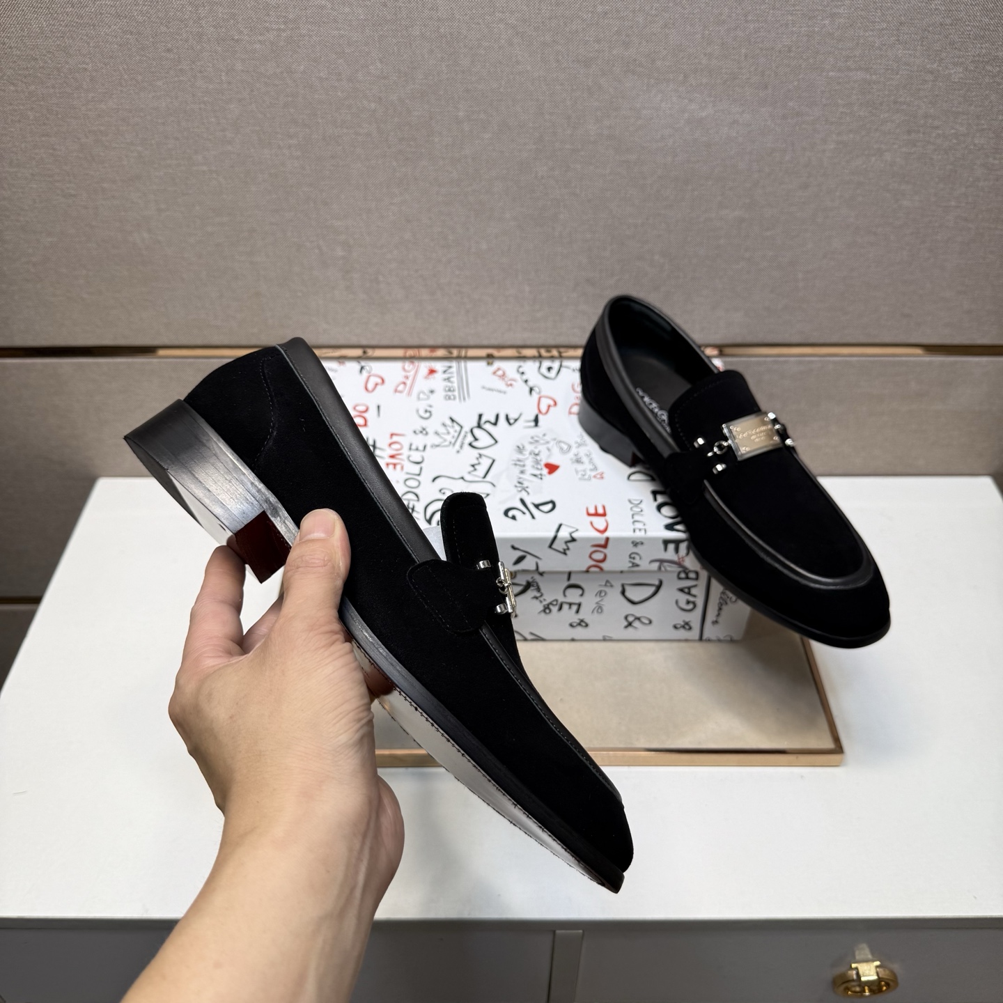 D&G men's leather shoes-109