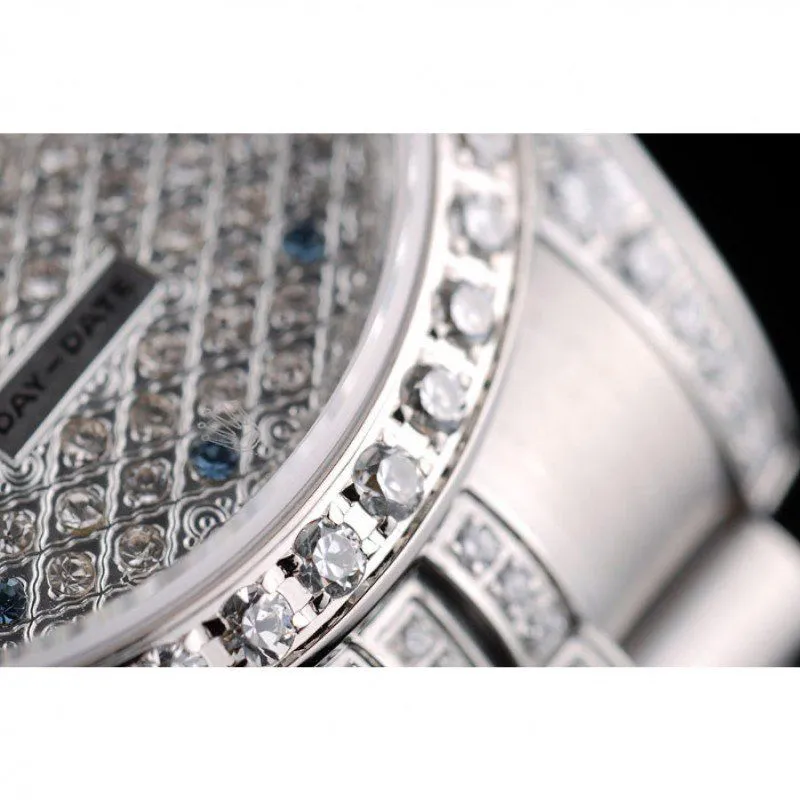 DayDate Diamond Plated Stainless Steel Bracelet Diamond Plated Dial 41985