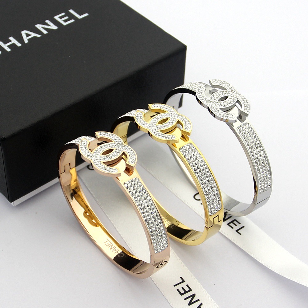 Chanel Classic Pave Crystal CC Bangle