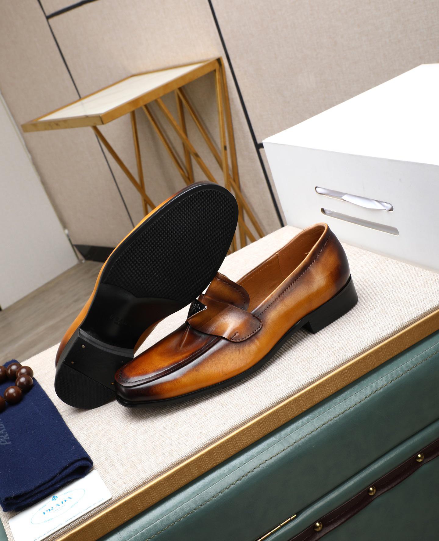 Prada men's leather shoes-59