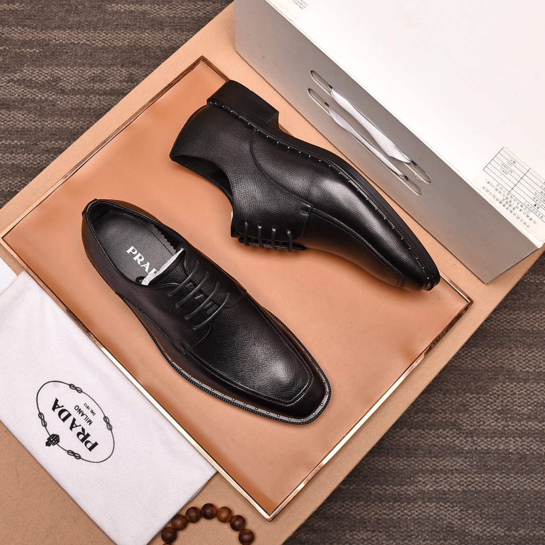 Prada men's leather shoes-16