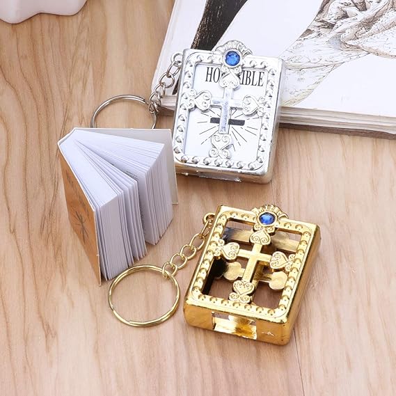 Bible-Shaped Cross Keychain