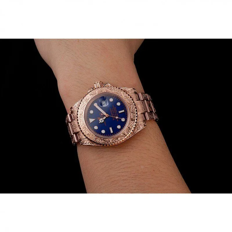 Swiss Submariner Skull Limited Edition Blue Dial Rose Gold Case And Bracelet 1454085