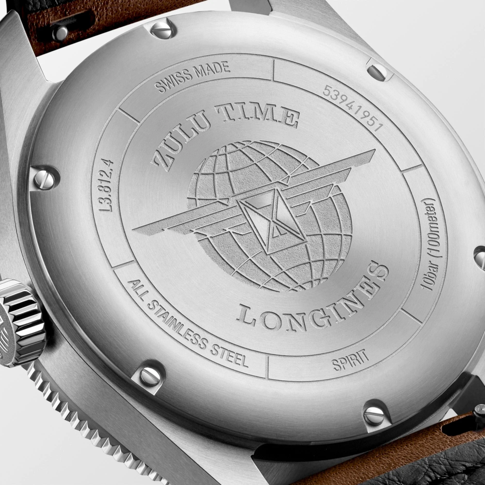 Spirit 42MM Zulu Time GMT Black Leather Steel Watch L38124532