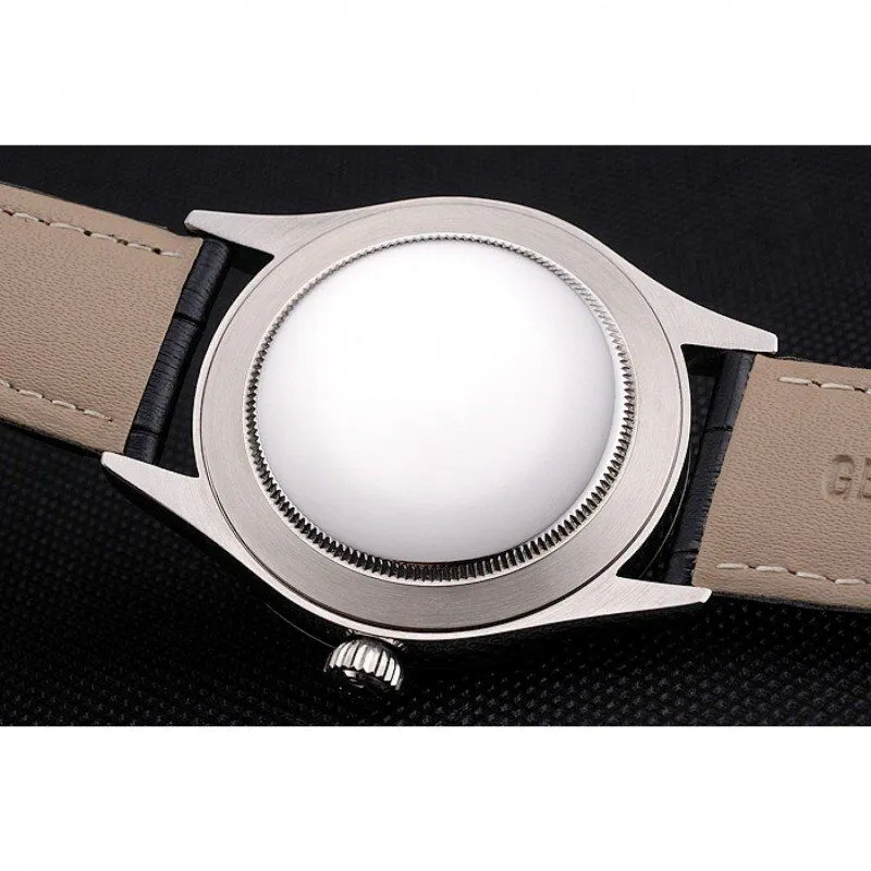 Swiss Cellini Black Dial Stainless Steel Case Black Leather Strap