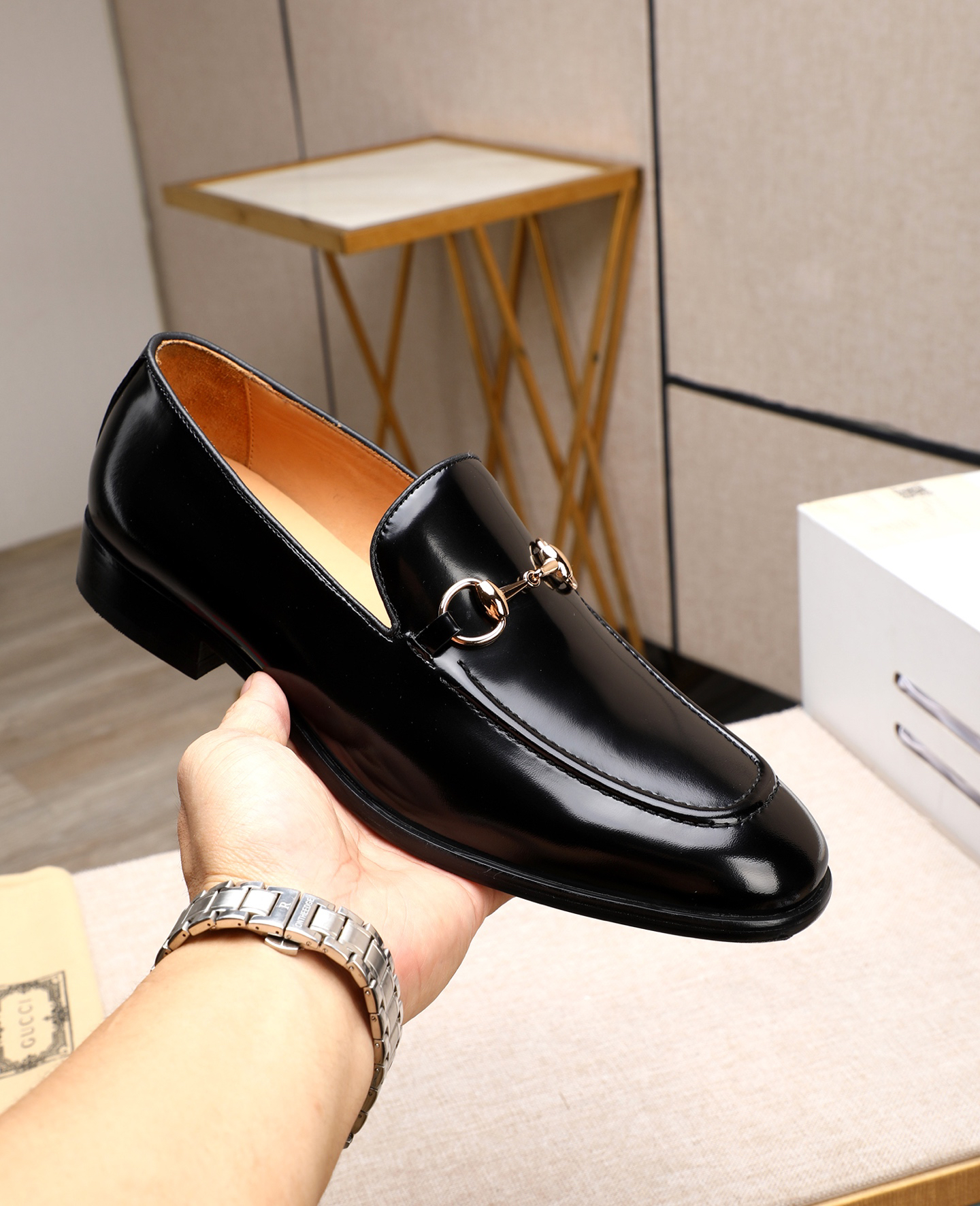 Gucci men's leather shoes-16