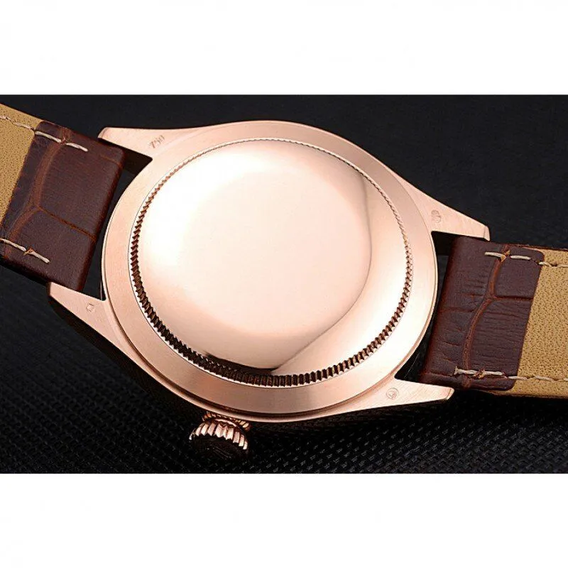 Cellini White Rose Dial Gold Case Brown Leather Bracelet 622725