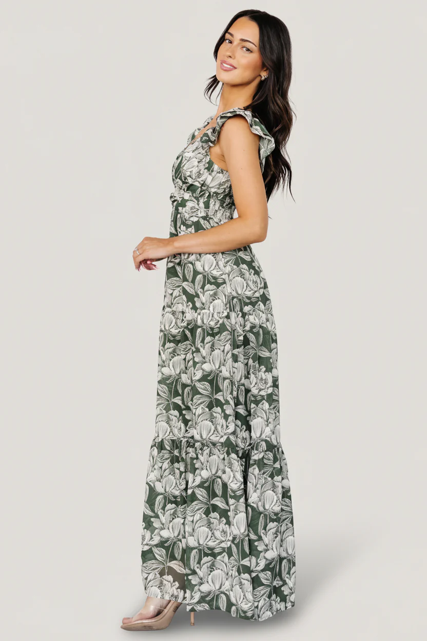 Martina Maxi Dress | Green + White