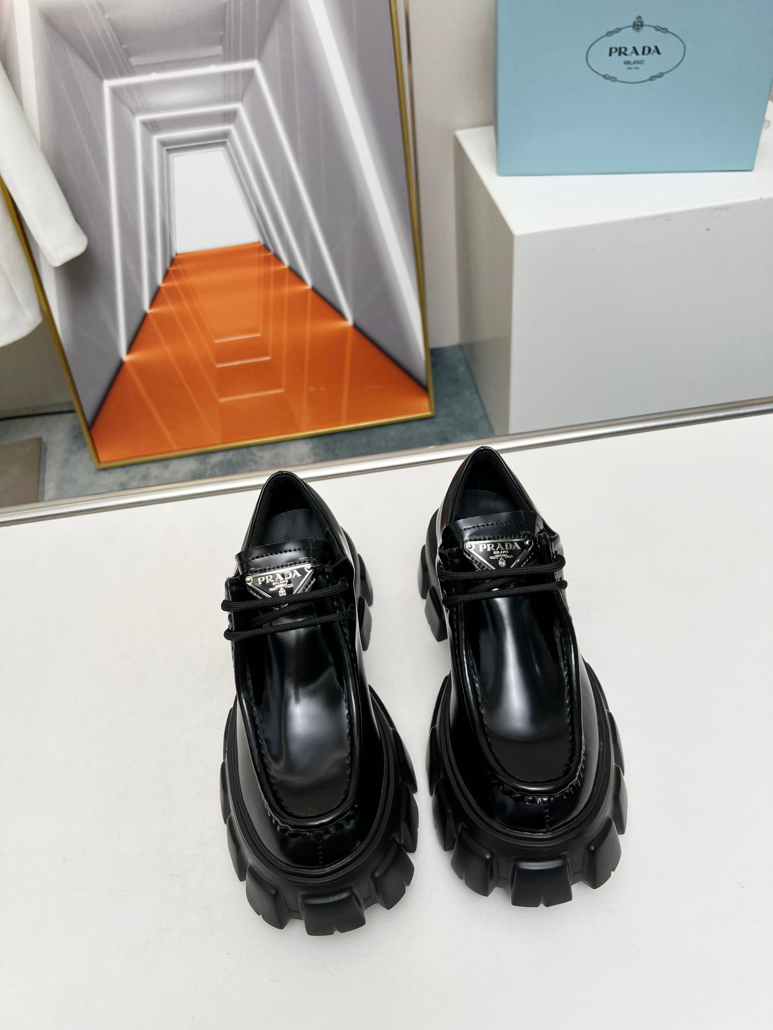 Prada men's leather shoes-21