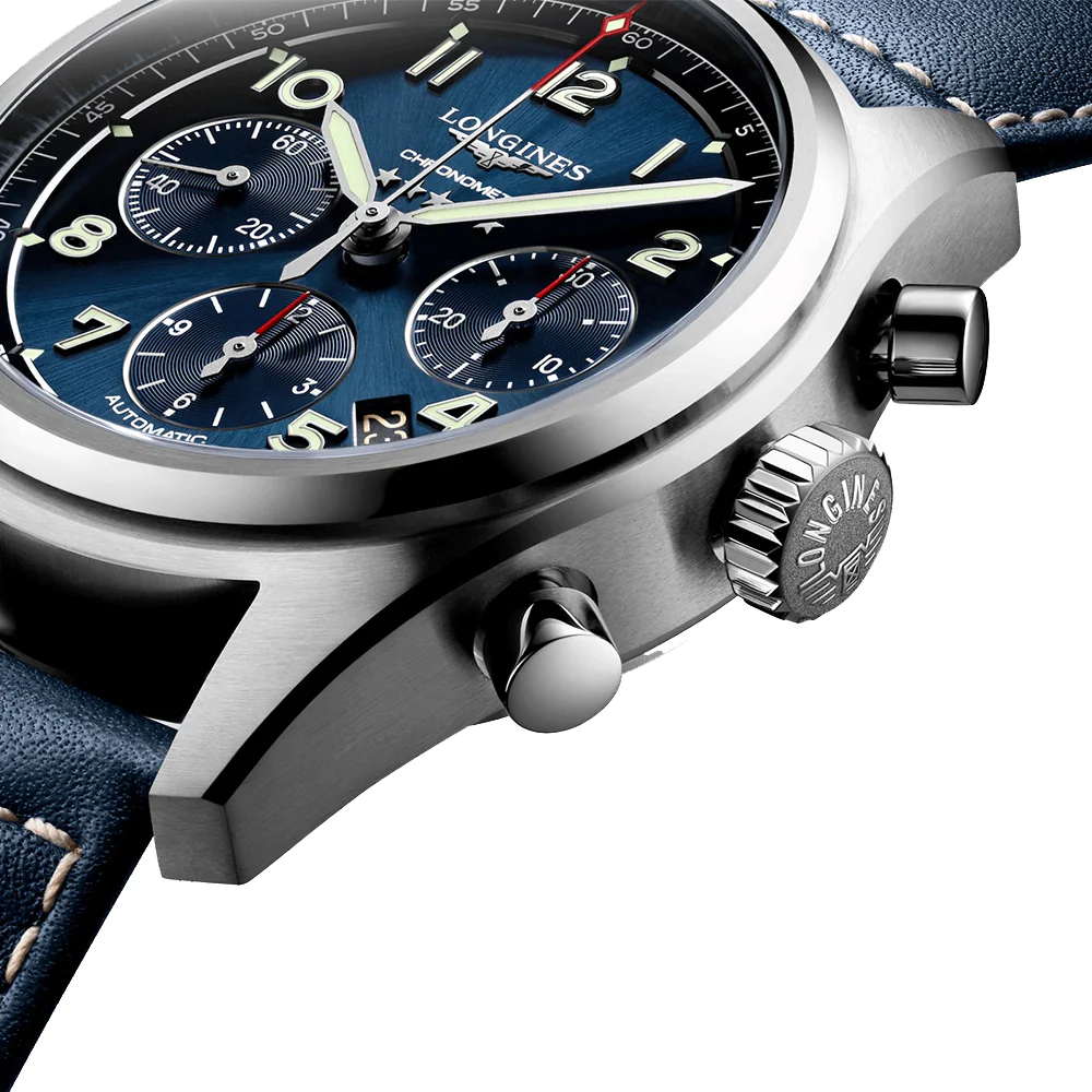 Spirit 42MM Automatic Chronograph Blue Dial Leather Strap Watch L38204930