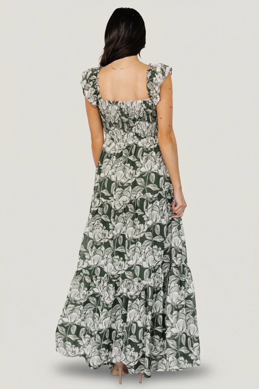 Martina Maxi Dress | Green + White