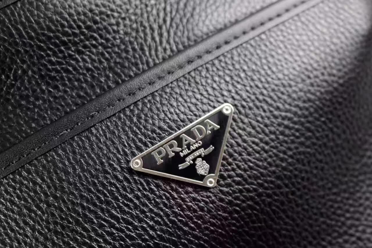 Prada 0242-3B Leather Men Messenger Bag Black