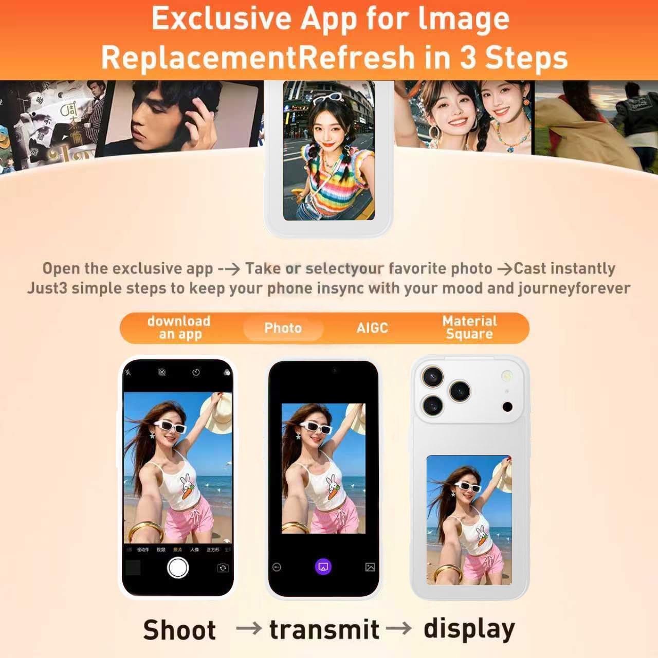 Smart Phone Case Rear Projection Ink Case Customizable Instantly Display Photo Personalize Ink Phone Case Back Cover
