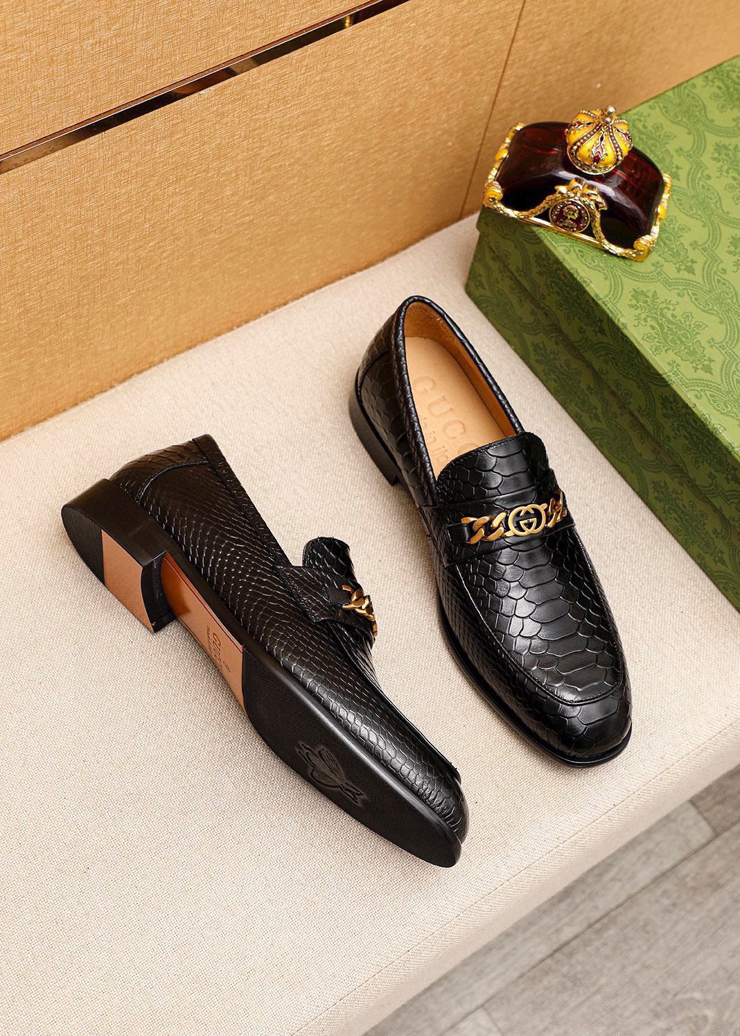 Gucci men's leather shoes-76
