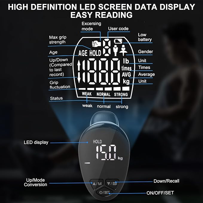 Electronic Grip Strength Tester 198Lbs / 90Kgs