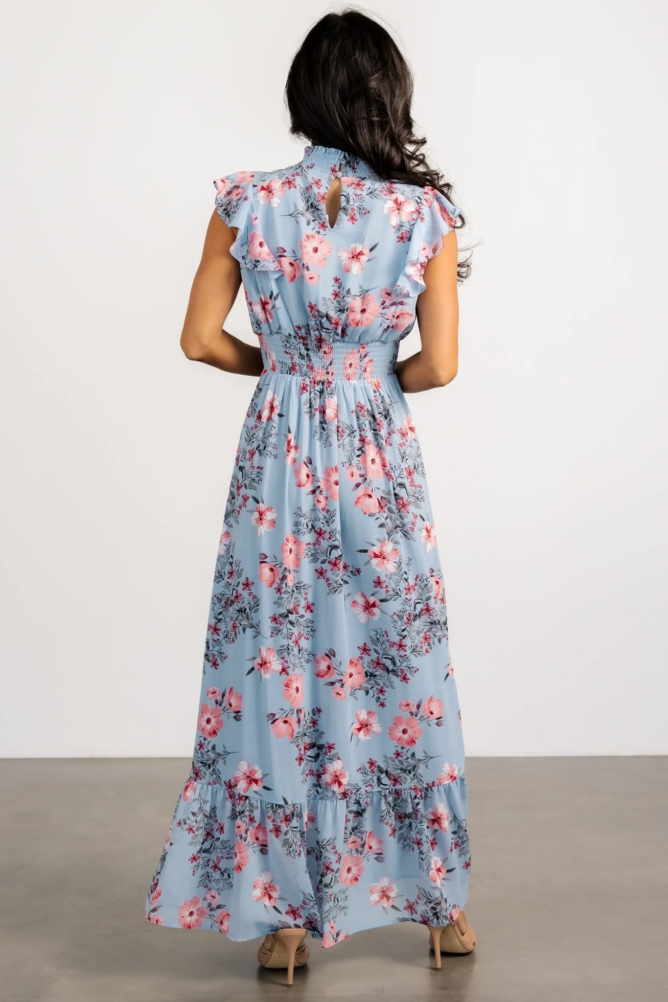 Kearny Ruffle Maxi Dress | Light Blue + Blush