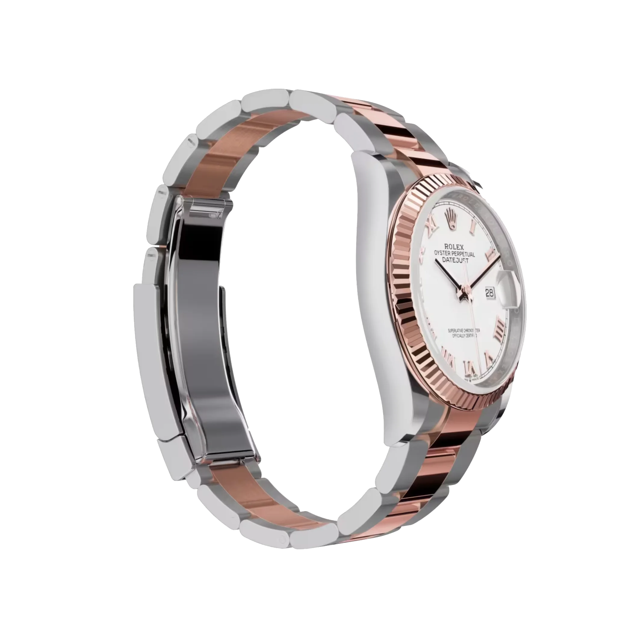 Datejust: Oystersteel and Everose gold, white dial, Oyster bracelet, m126231-0016