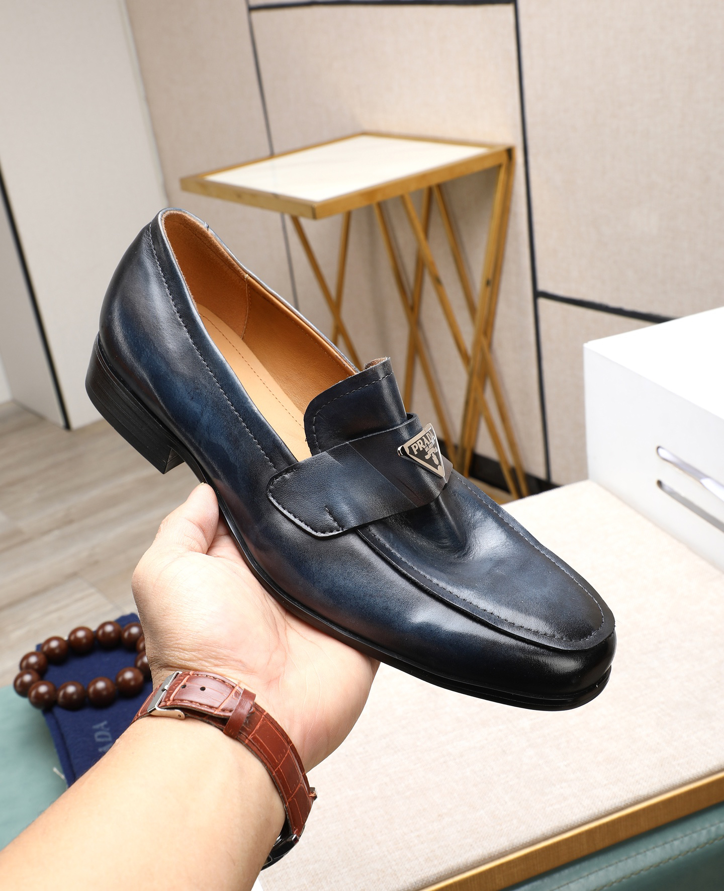 Prada men's leather shoes-58