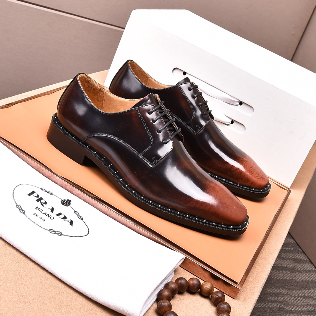 Prada men's leather shoes-62